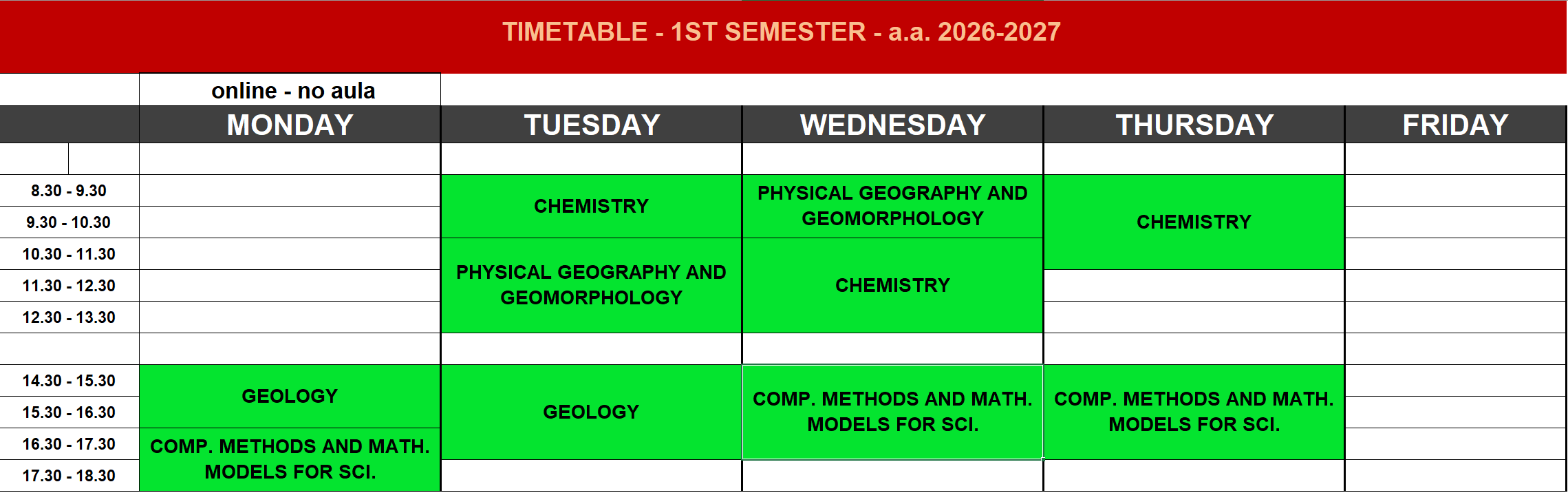 GHES Timetable